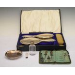 George V silver three-piece vanity set