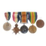 First World War medal trio and coronation medallions/ medal