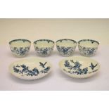 Four 18th Century Worcester tea bowls,