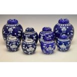 Collection of eight Chinese porcelain ginger jars