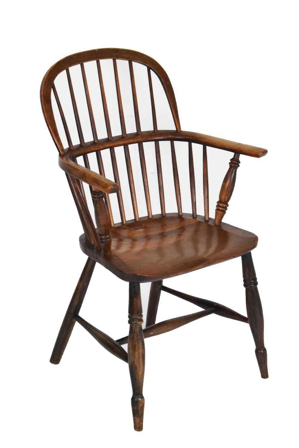 Late 19th Century ash and elm low hoop back Windsor chair