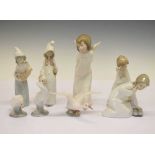 Five Lladro figures and three geese