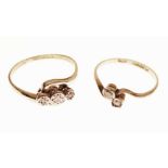 18ct gold illusion set diamond three-stone ring