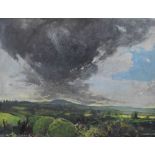 P. B. Browne - Oil on board - Heavy clouds over Wrekin