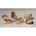 Six Royal Crown Derby animal paperweights