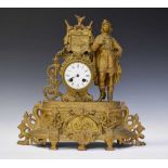 19th Century French gilt spelter mantel clock