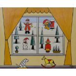 A. C. Pillinger (Pills) - Acrylic on canvas - Christmas Scene yellow