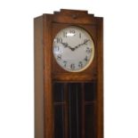 Art Deco oak- cased chiming longcase clock