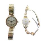 Federal - Lady's vintage 9ct gold cased cocktail watch and rolled gold watch