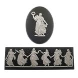 Wedgwood black 'Dancing Hours' plaque and oval plaque
