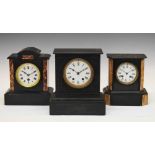 Three late 19th Century French black slate mantel clocks