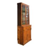 Edwardian glazed bookcase on cabinet