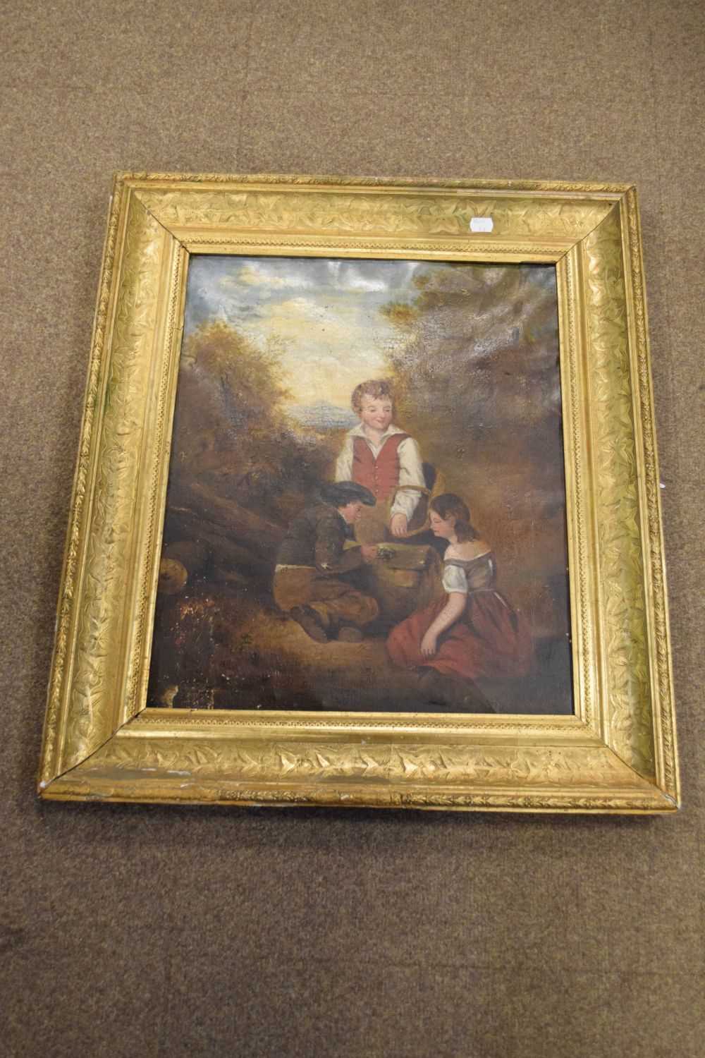 19th Century oil on canvas - Children in forest - Bild 8 aus 8