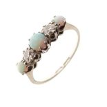 Opal and diamond five-stone ring