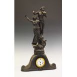 Large late 19th Century French spelter figural clock