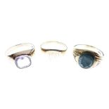 Three various gold signet rings