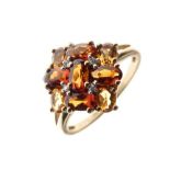 9ct gold dress ring set citrine-coloured stones
