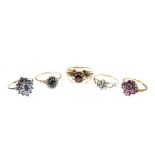 Five various 9ct dress rings