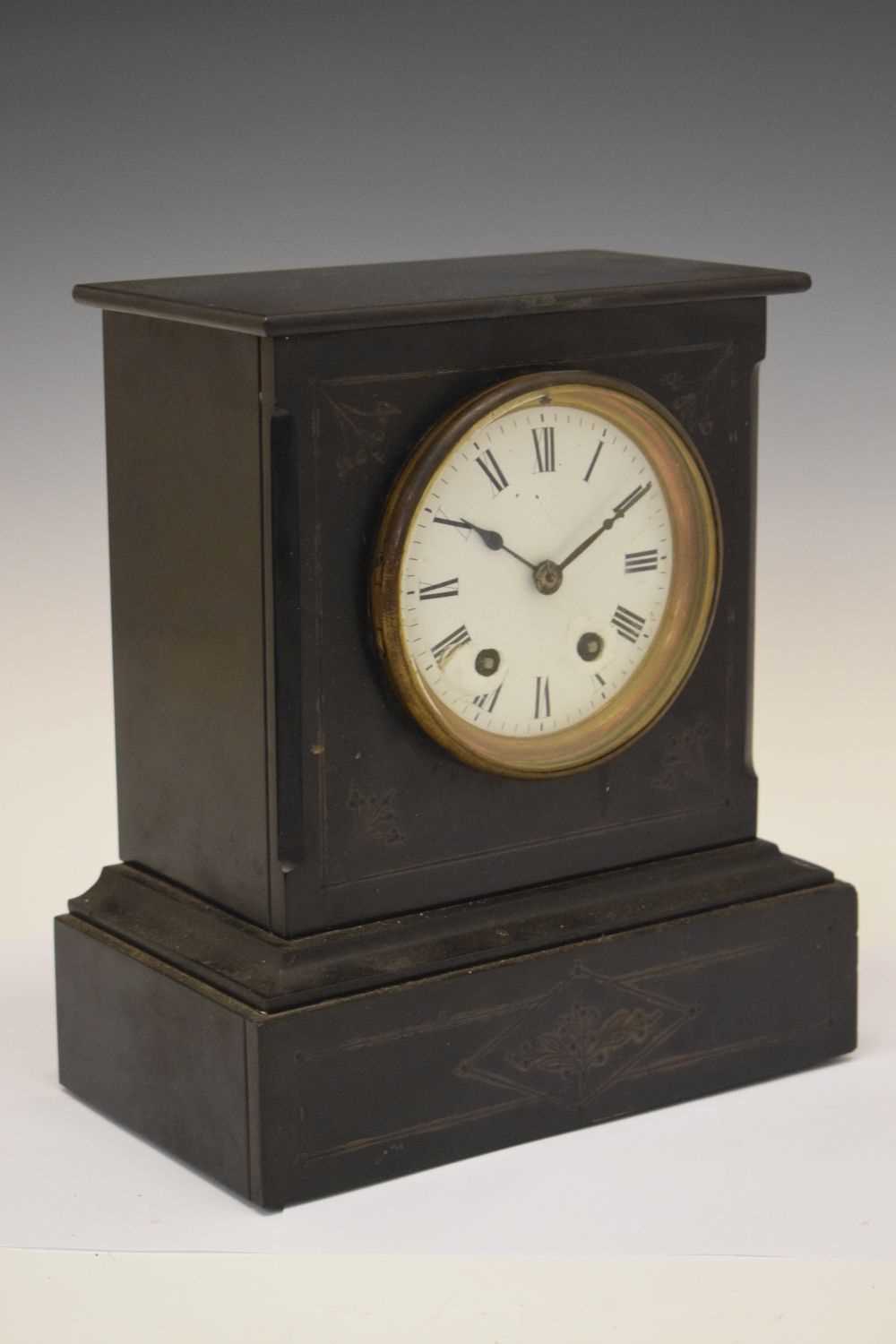 Three late 19th Century French black slate mantel clocks - Image 8 of 10