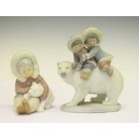 Lladro figure group, Eskimo Riders, 5353 and Boy with Polar Bear