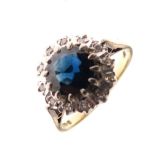 18ct gold, sapphire and diamond cluster ring