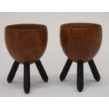 Pair of mid Century treen egg cups