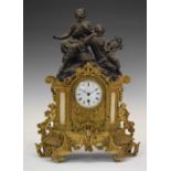 Late 19th Century French gilt spelter figural mantel clock