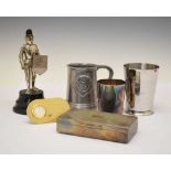 Small group of collector's items to include; musical knight cigarette lighter, box, mugs