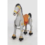 Vintage painted and cast metal Mobo ride on horse