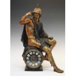 Large early 20th Century spelter figural mantel clock