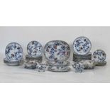 Victorian flow-blue ironstone part dinner service