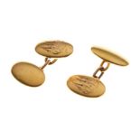 Pair of 18ct gold oval cufflinks