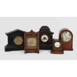 Five various early 20th Century mantel clocks