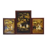 Pair of Japanese lacquer panels, Meiji period,