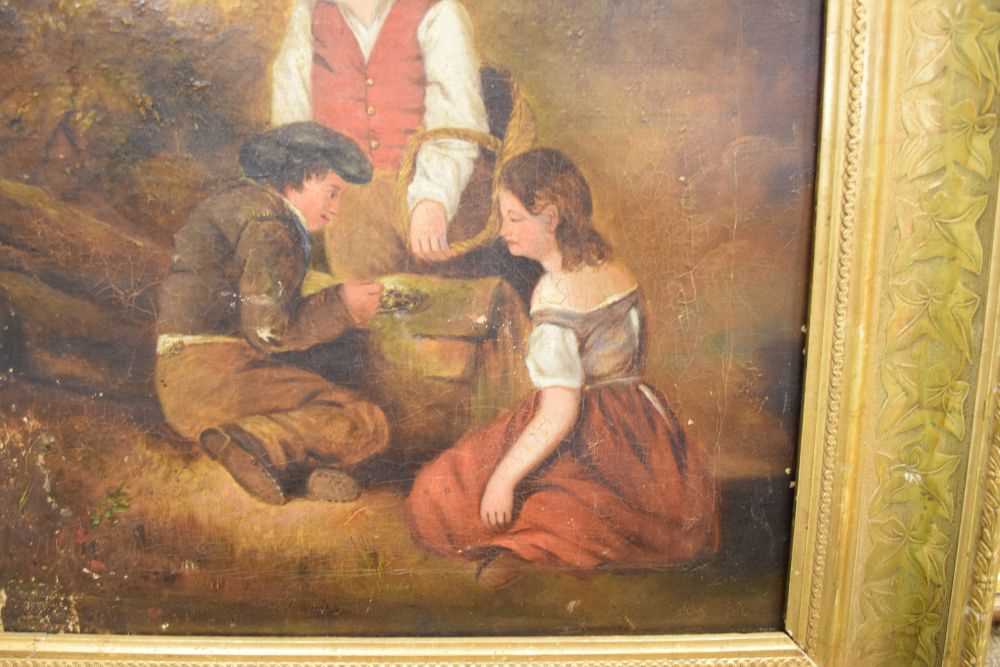 19th Century oil on canvas - Children in forest - Bild 4 aus 8