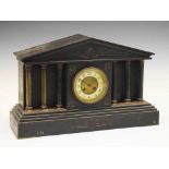 Late 19th Century French black slate 'Temple' mantel clock