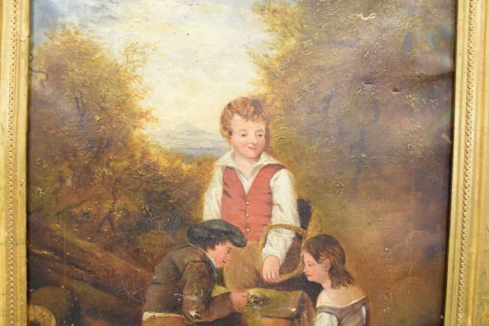 19th Century oil on canvas - Children in forest - Bild 5 aus 8