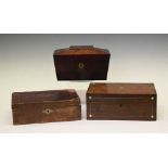 Two jewellery boxes and a tea caddy