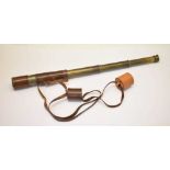 Early 20th Century leather mounted brass three-draw telescope