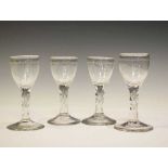 Set of four late 18th Century wine glasses