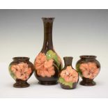 Group of four Moorcroft vases