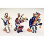 Three Spanish Sargadelus abstract porcelain figures