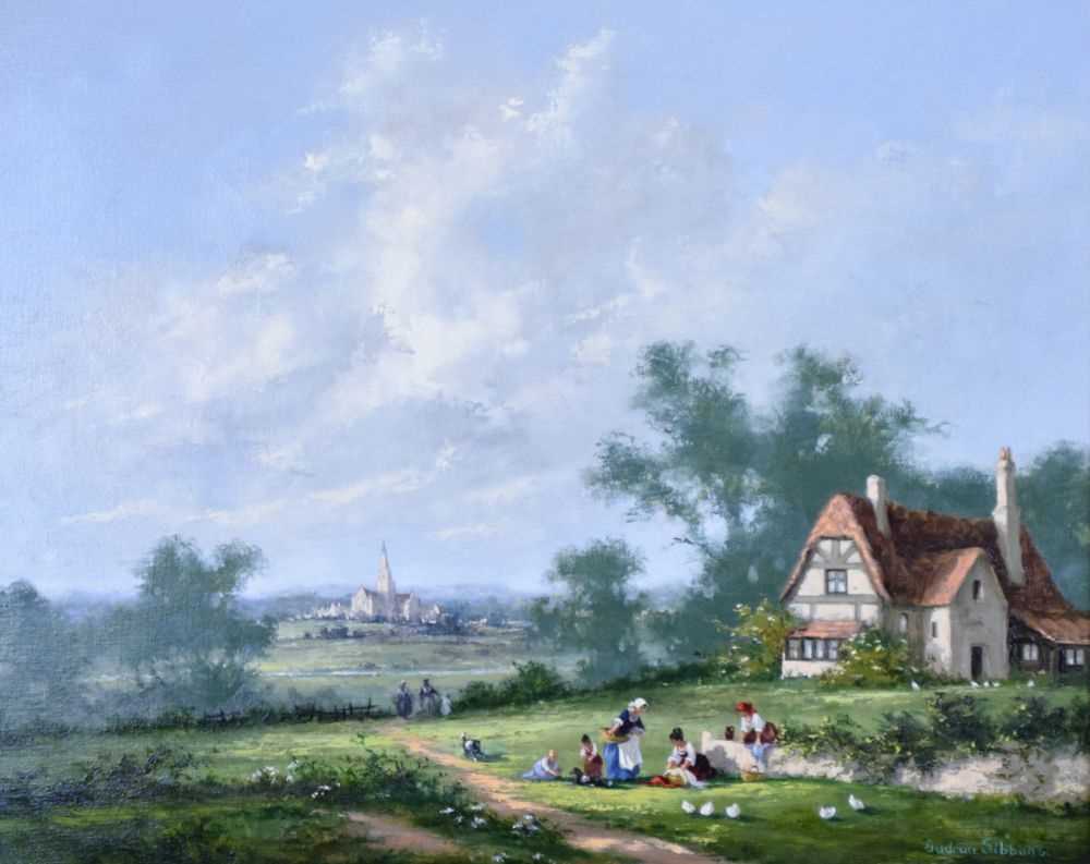 Barbara Gudrun Sibbons (b.1925) - Oil on canvas - Rural landscape with cottage