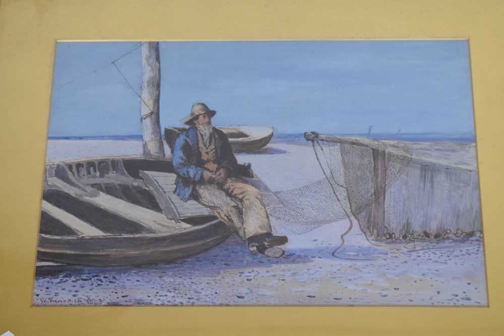 W. Meredith - Late 19th Century - Watercolour - Fisherman beside boat - Bild 7 aus 7