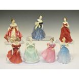 Collection of six Royal Doulton crinoline ladies, etc.