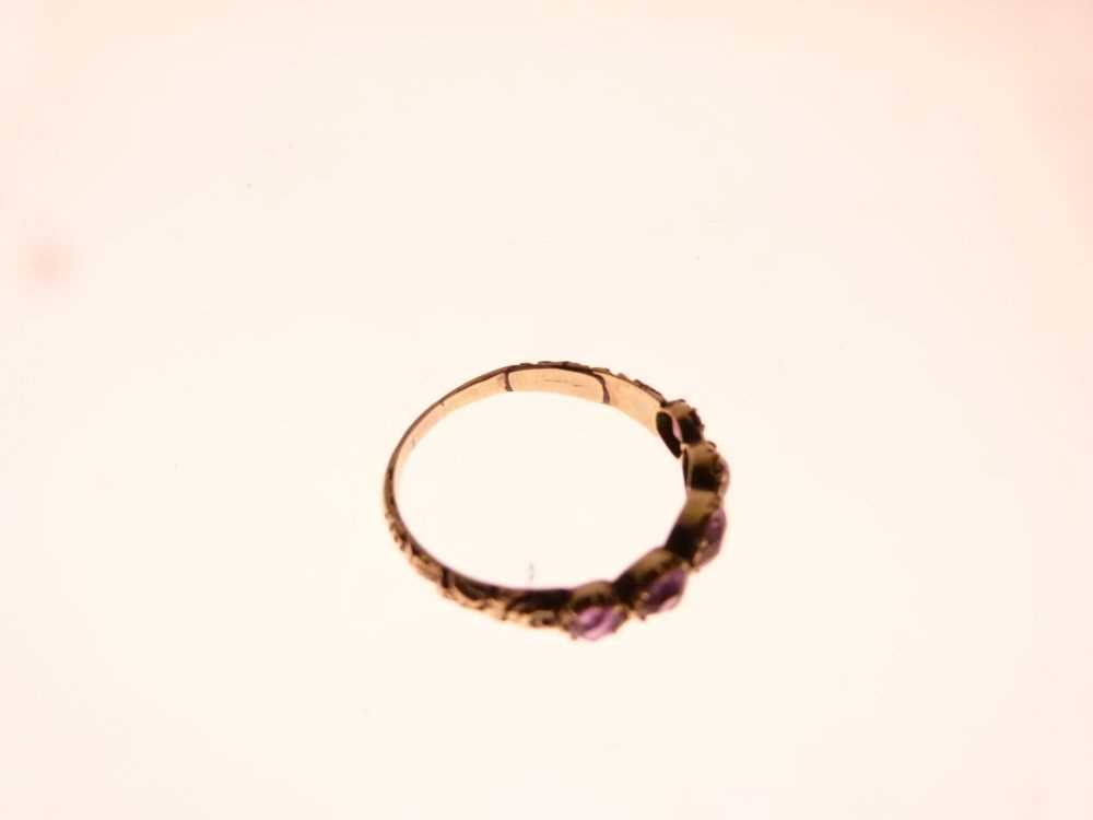 Unmarked seed pearl, and amethyst brooch and a similar ring - Image 6 of 7