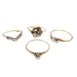 Four various 9ct gold dress rings