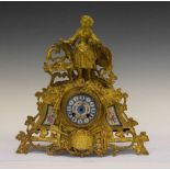Late 19th Century French gilt spelter figural mantel clock