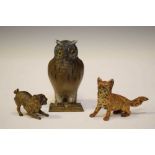 Austrian cold painted bronzes and brass owl