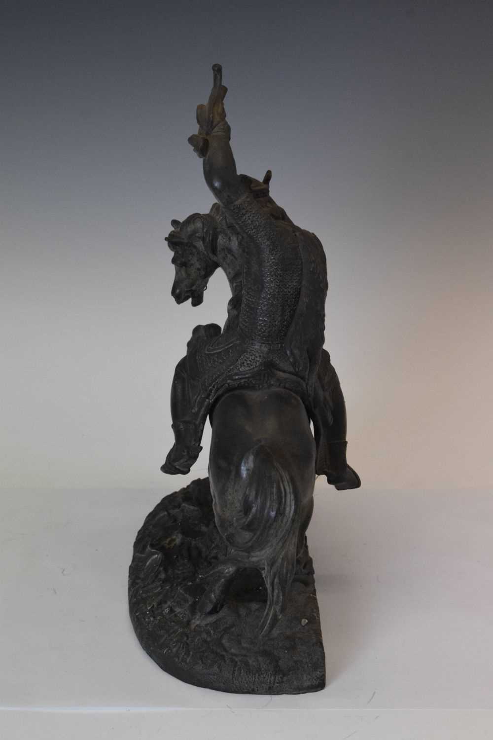 Spelter figure of Medieval King on horseback - Bild 4 aus 7